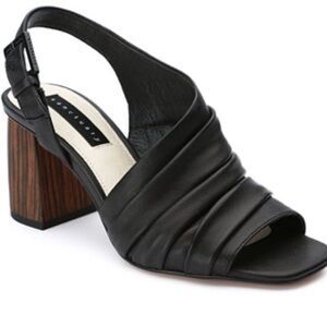 Sanctuary Black Leather Slingback Heels